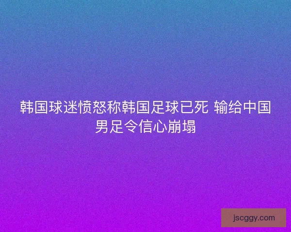 韩国球迷愤怒称韩国足球已死 输给中国男足令信心崩塌