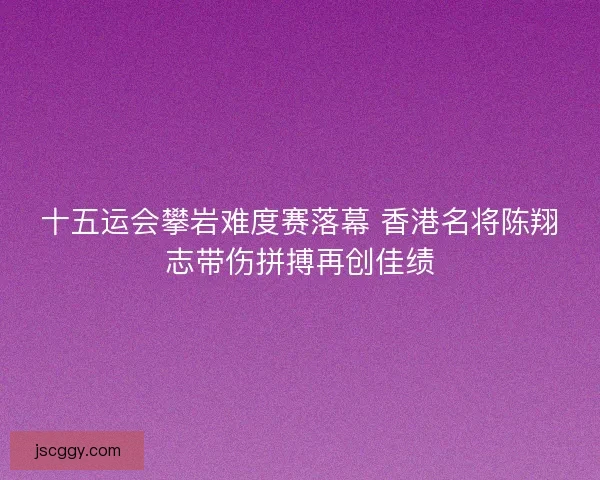 十五运会攀岩难度赛落幕 香港名将陈翔志带伤拼搏再创佳绩